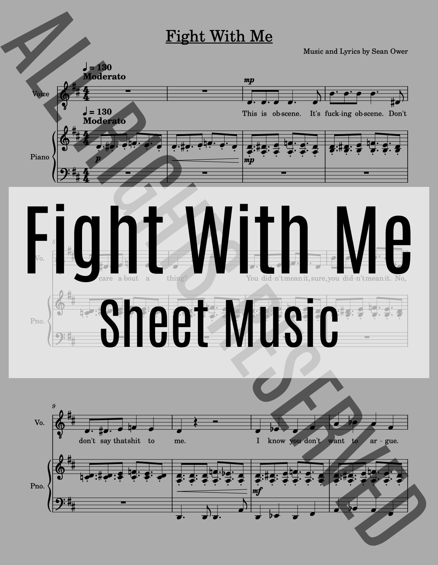 Fight With Me - Sheet Music